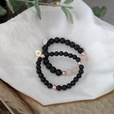 Rose Quartz and Black Lava Bracelet - The Olfactory Shop