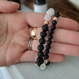 Rose Quartz and Black Lava Bracelet - The Olfactory Shop