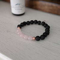 Rose Quartz and Black Lava Bracelet - The Olfactory Shop