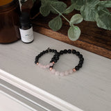 Rose Quartz and Black Lava Bracelet - The Olfactory Shop